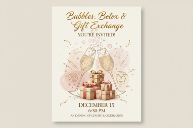 bubbles, botox and gift exchange December 15 no location at 6:30 pm